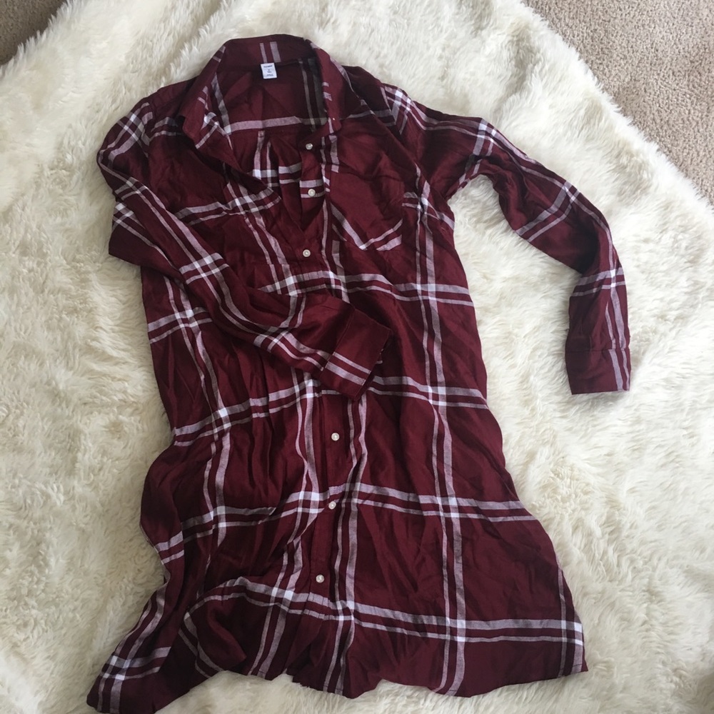 Old Navy Maroon Plaid Swing Dress